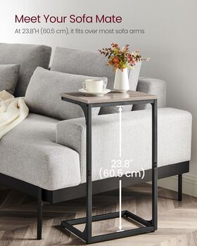 C Shaped Sofa Side Table Bedside Table With Metal Frame, 3 of 9