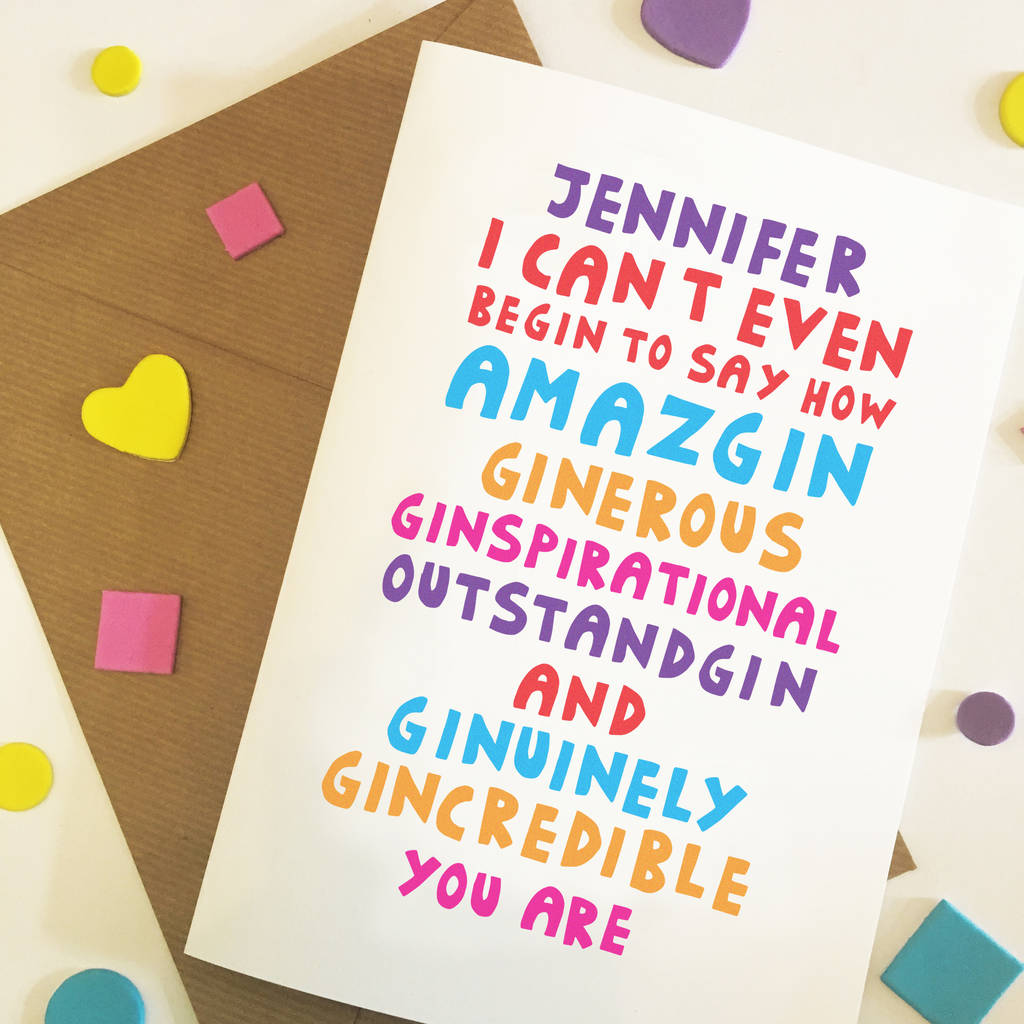 Personalised Funny Gin Celebration Card By Ladykerry Illustrated Gifts ...