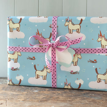 Unicorn Birthday Party Wrapping Paper Three Sheets, 2 of 4