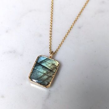 The Rectangle Labradorite Necklace, Gold Plated, 2 of 7