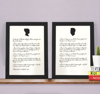 His And Hers Wedding Vows Handwritten Calligraphy, 2 of 5