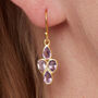 Garnet Diamond Shaped Gold Plated Drop Earrings, thumbnail 8 of 11