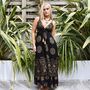'Astrid' Black And Gold Indian Print Crepe Dress, thumbnail 9 of 9