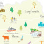 Map Of Yorkshire Dales National Park Art Print, thumbnail 4 of 6
