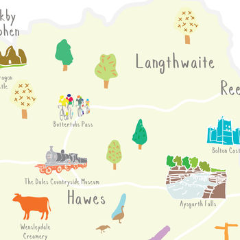 Map Of Yorkshire Dales National Park Art Print, 4 of 6