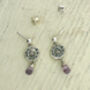 Sterling Silver Coin Amethyst Drops, thumbnail 2 of 4