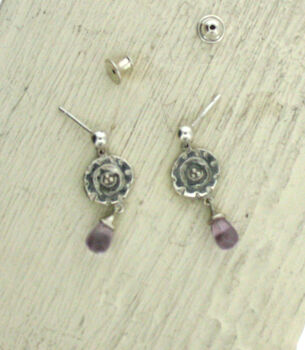 Sterling Silver Coin Amethyst Drops, 2 of 4
