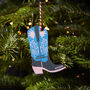 Personalised Cowboy Boot Christmas Decoration, thumbnail 6 of 10