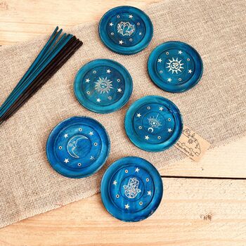 Midnight Blue And Gold Incense Stick Holder Burner Plate, 10 of 12