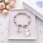Personalised Bunny Charm Bracelet Custom Name Gift Keepsake, thumbnail 2 of 12