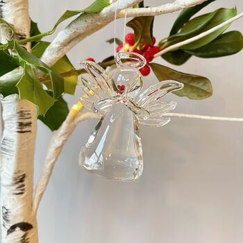 Christmas Solid Glass Hanging Angel, 4 of 5