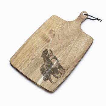 Personalised Bernese Mountain Dog Engraved Acacia Serving Board, 10 of 11