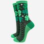 Women's Lucky Irish Shamrock Bamboo Socks, thumbnail 2 of 4