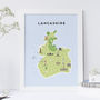 Map Of Lancashire Print, thumbnail 1 of 2