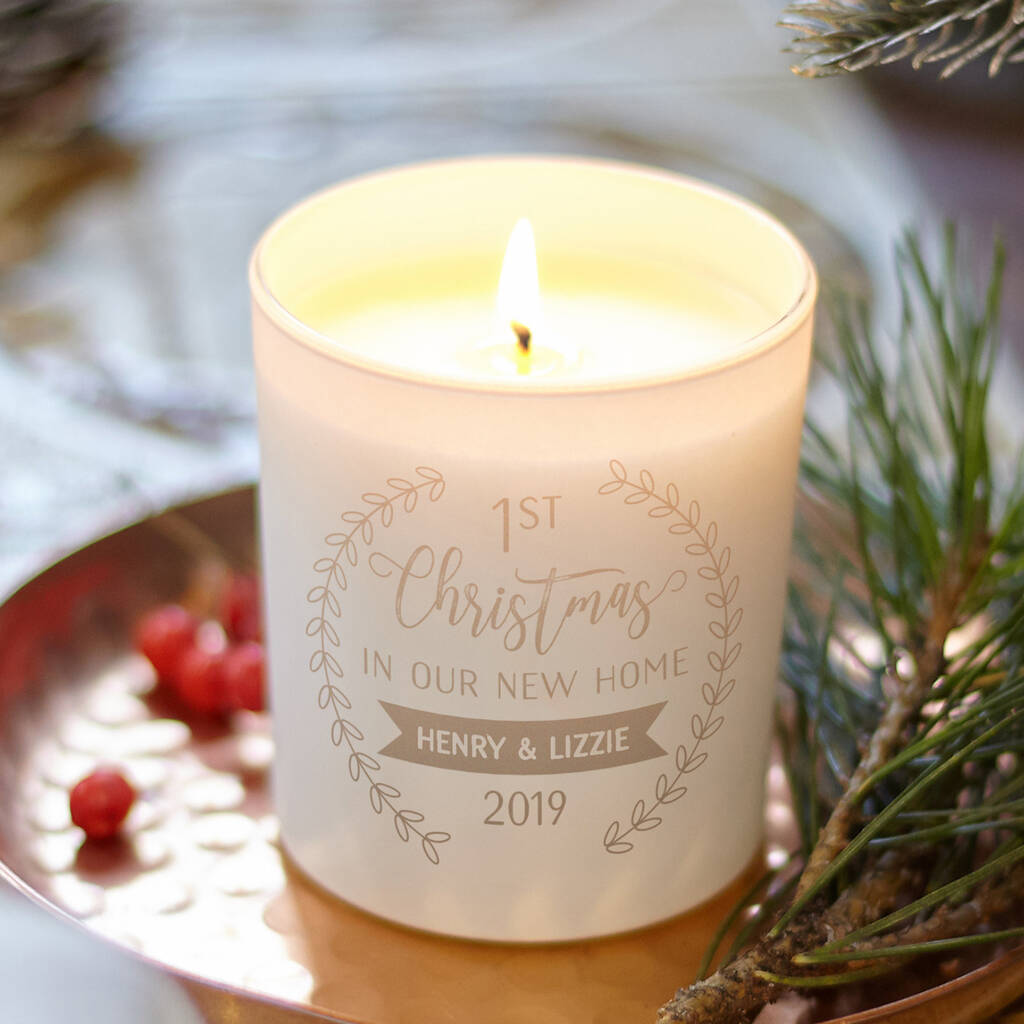 Personalised 1st Christmas New Home Candle By Kindred Fires