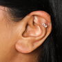 Stainless Steel Crystal Infinity Piercing Earring In Silver, thumbnail 3 of 4