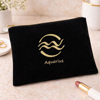 Personalised Velvet Zodiac Star Sign Makeup Bag Birthday Gift For Her, 8 of 11