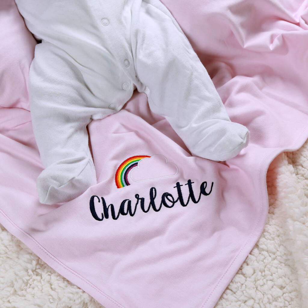 Personalised Jersey Cotton Rainbow Baby Blanket By Duncan Stewart
