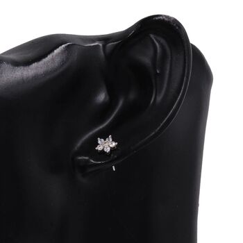 Uncoloured Forget Me Not Flower Cz Stud Earrings, 6 of 12