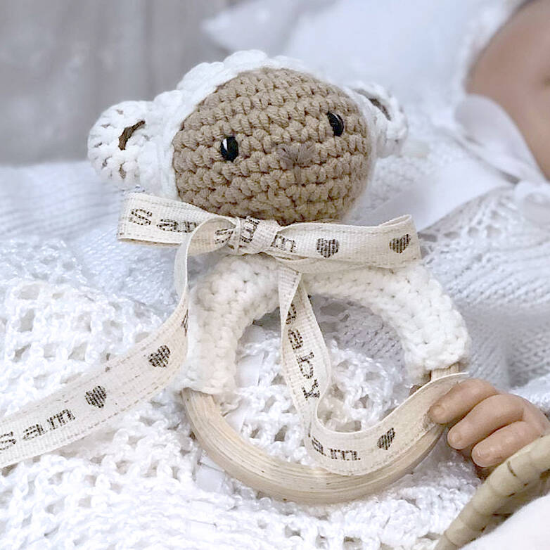 Personalised Baby's First Tiny Lamb Rattle, 1 of 8