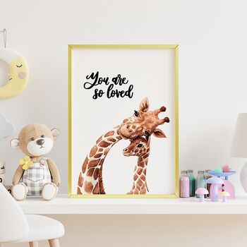 You Are So Loved Giraffe Nursery Print, 6 of 6
