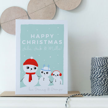 Grandchildren's Christmas Card With Cute Snow People, 4 of 4