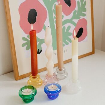 Sev Glass Reversible Tealight / Pillar Candle Holder, 2 of 3
