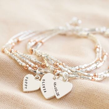 Personalised Bead Silver And Rose Gold Plated Bracelet, 3 of 4