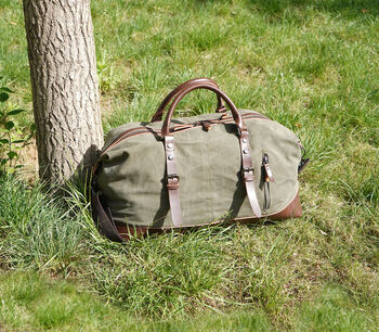 Canvas Holdall Duffel With Front Pockets, 9 of 12