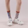 Blue Zig Zag Mid Calf Length Socks, thumbnail 1 of 4