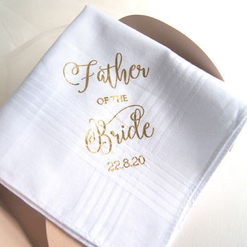 Father Of The Bride Wedding Day Handkerchief Gift, 4 of 6