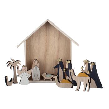 Wooden Nativity Christmas Scene 12 Piece Set, 2 of 3