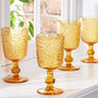 Set Of Four Amber Sunrise Embossed Wine Glasses, thumbnail 1 of 8