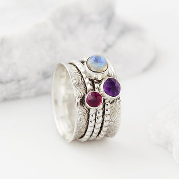 Mystical Yin Amethyst And Moonstone Spinning Ring, 2 of 12