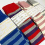 Personalised Christmas Stripy Welly Socks With Gold Foil Label, thumbnail 1 of 10