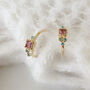 Arya Pink Tourmaline And Blue Topaz 18ct Gold Vermeil Hoops, thumbnail 3 of 12