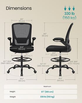 Drafting Chair Mesh Office Chair With Footrest, 2 of 7