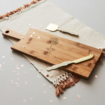 Birth Flower Wooden Birthday Chopping Board, 3 of 5