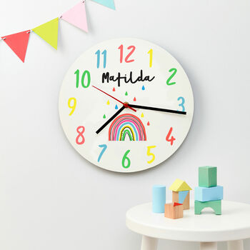 Children's Personalised Modern Rainbow Wall Clock, 2 of 2