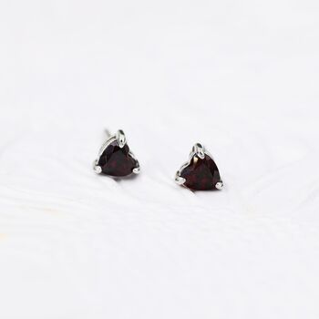 Natural Dark Garnet Heart Stud Earrings, 2 of 12
