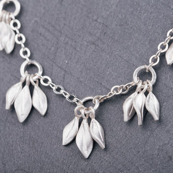 Sterling Silver Multi Leaf Necklace, 2 of 4