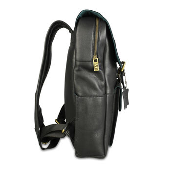 'Kingsley' Men's Leather Laptop Backpack In Black, 8 of 9