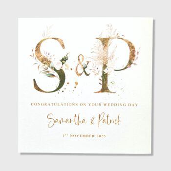 Personalised Wedding Day Card Gold And White Floral, 2 of 4