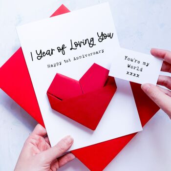 Years Of Love Anniversary Origami Heart Card, 2 of 6
