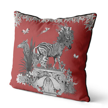 Tropical Zebra Cushion In Red, 3 of 7