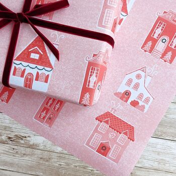 Cosy Winter Cottages Christmas Wrapping Paper, 5 of 5