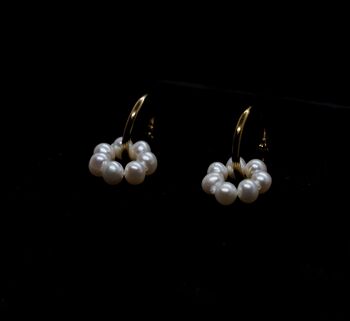 'Alitaptap' Hoop Pearl Drop Earrings, 8 of 12