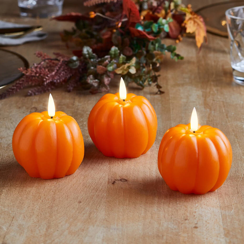 Set Of Three Pumpkin Candles By all things Brighton beautiful