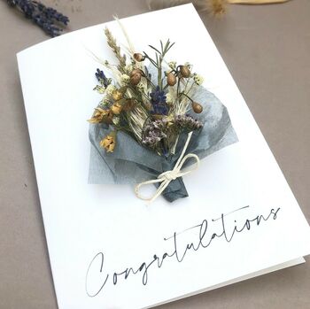 Congratulations Personalised Dried Flower Bouquet Card, 8 of 10