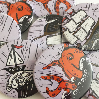 Pirate Ship And Sea Monster Badge Set, 3 of 3